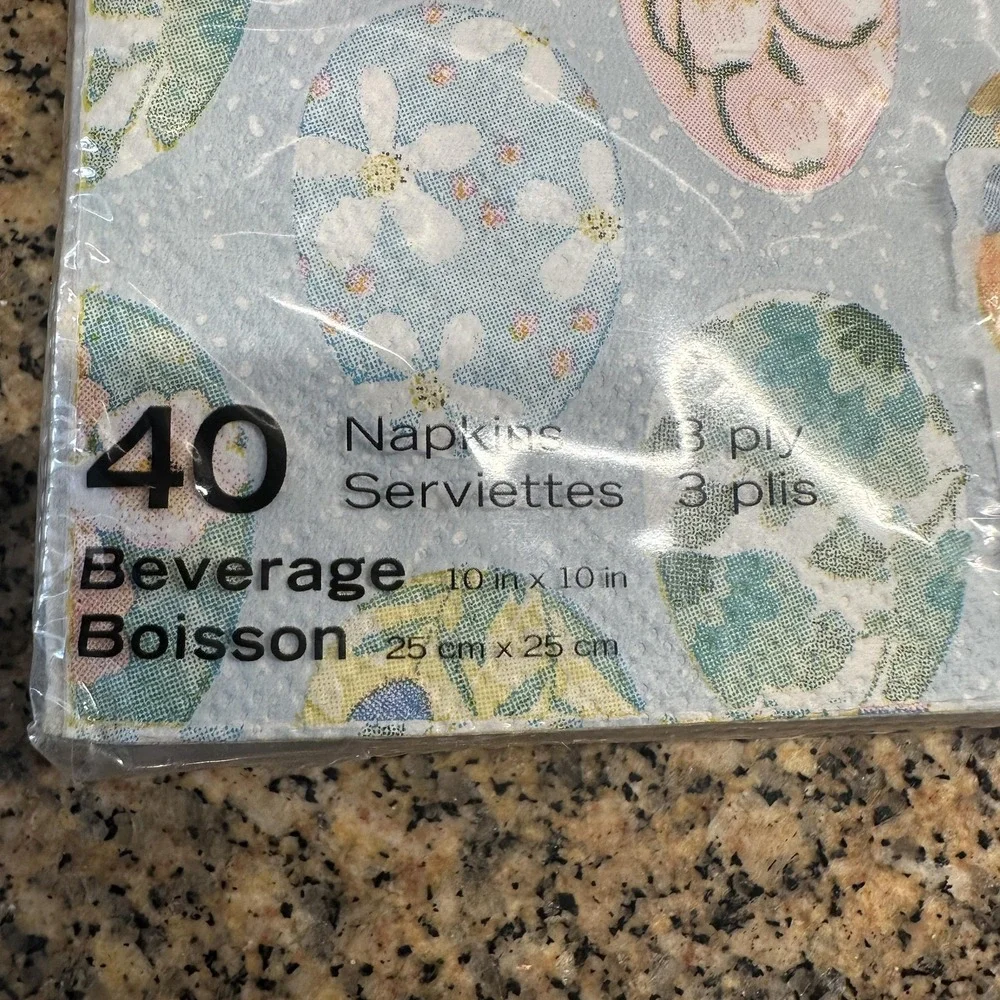 Easter‎ Egg Floral Beverage Napkins Set Of 40 Paper 3 Ply 10x10 Spring Pastel